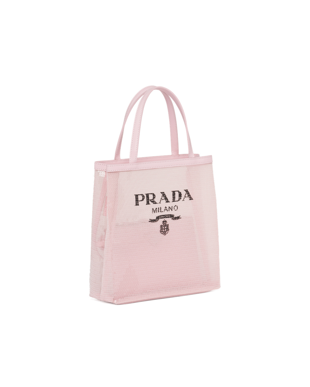 Prada Small Sequined Mesh Tote Bag Alabaster Pink | 1583IWLFB