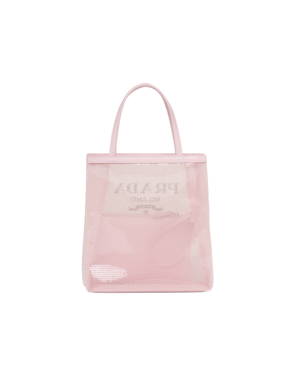 Prada Small Sequined Mesh Tote Bag Alabaster Pink | 1583IWLFB