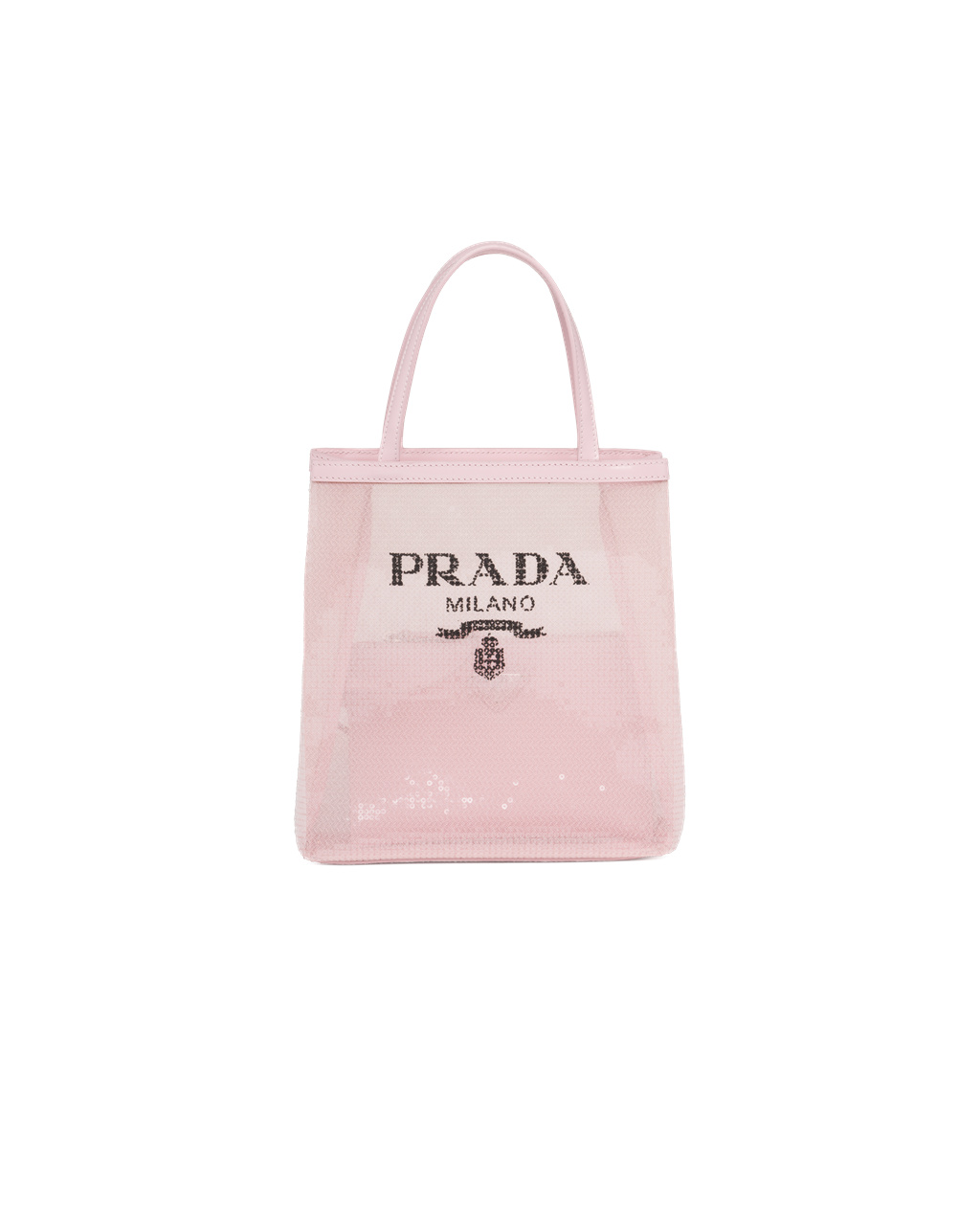 Prada Small Sequined Mesh Tote Bag Alabaster Pink | 1583IWLFB