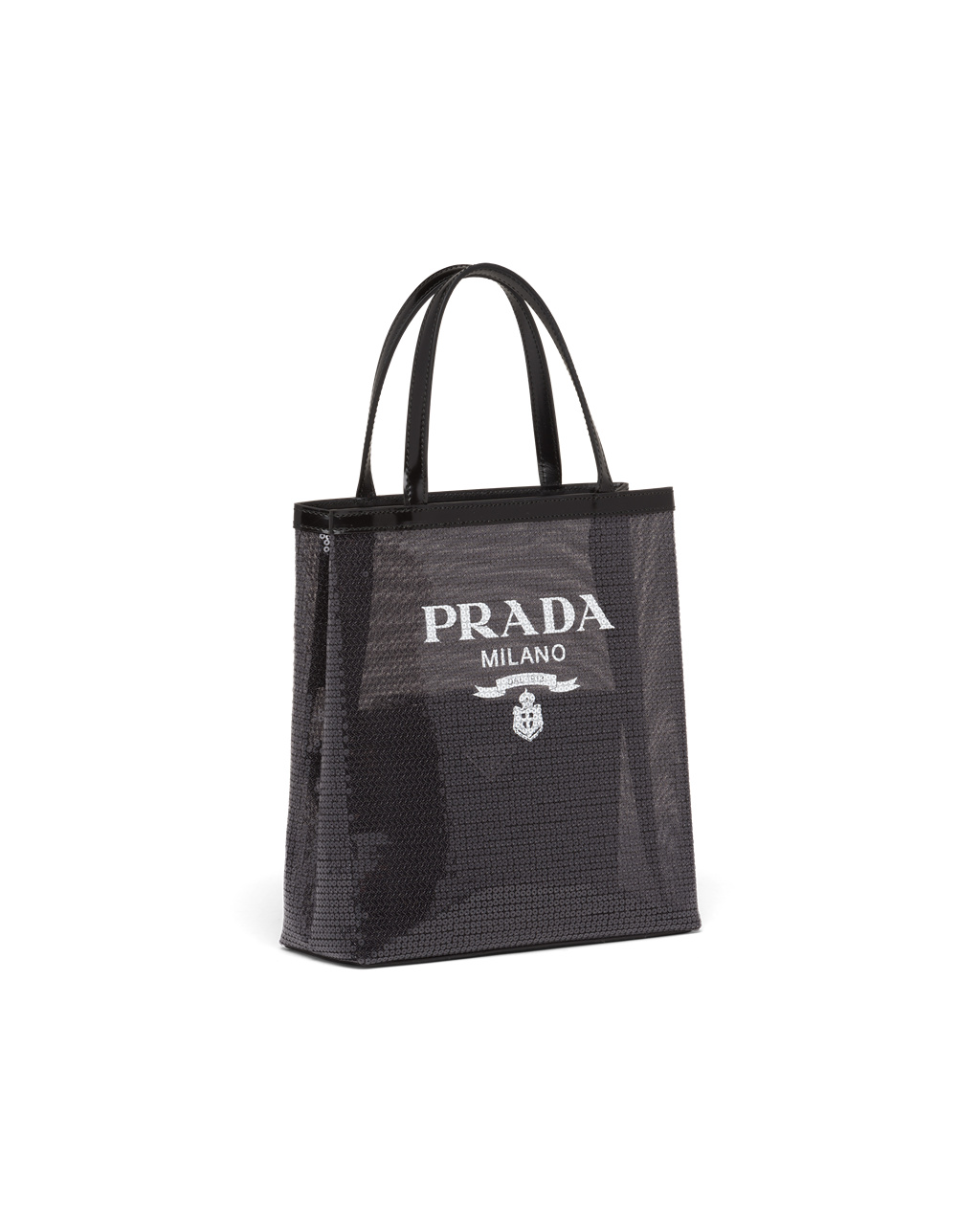 Prada Small Sequined Mesh Tote Bag Black | 2891NJPQD