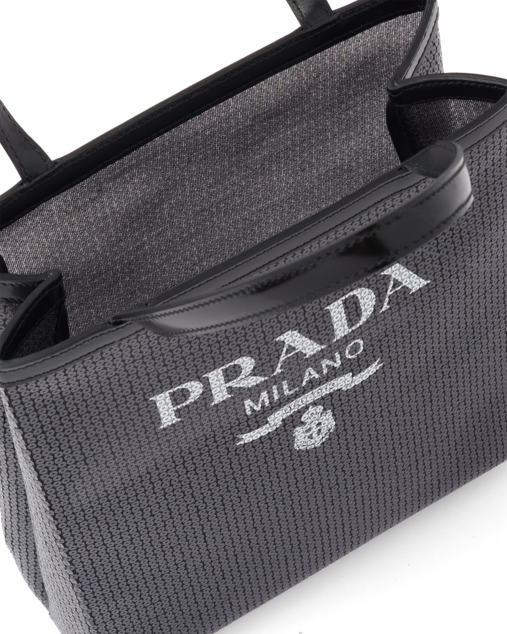 Prada Small Sequined Mesh Tote Bag Black | 2891NJPQD