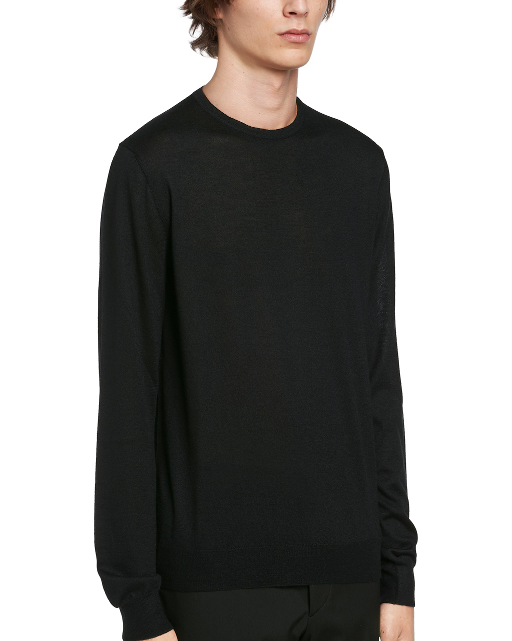 Prada Soft Cashmere Crew-neck Sweater Black | 1760FAKTR