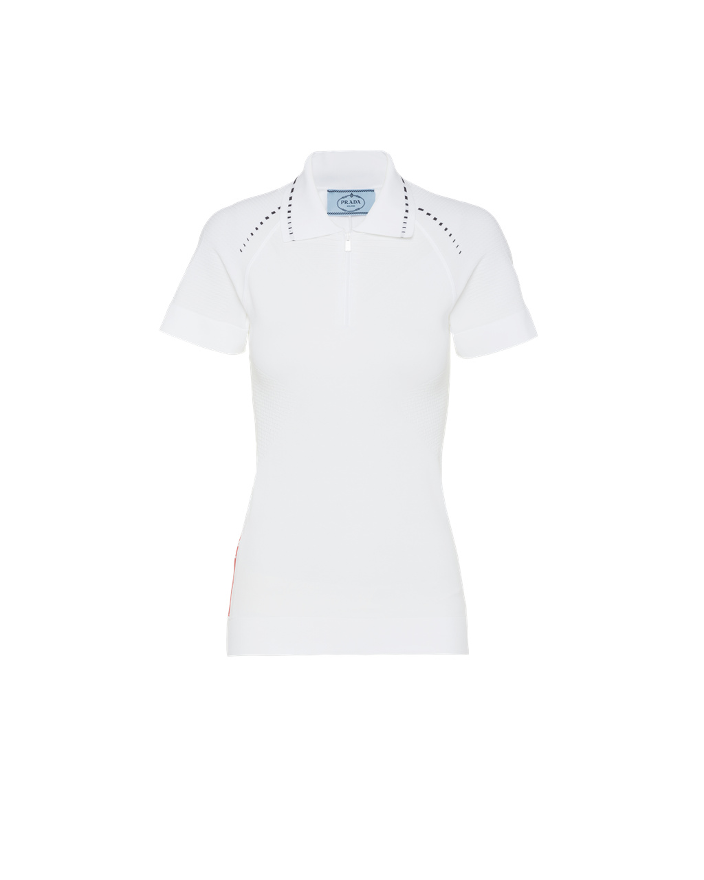 Prada Soft Rec Polyester Polo Shirt White / Black | 6459GFETL