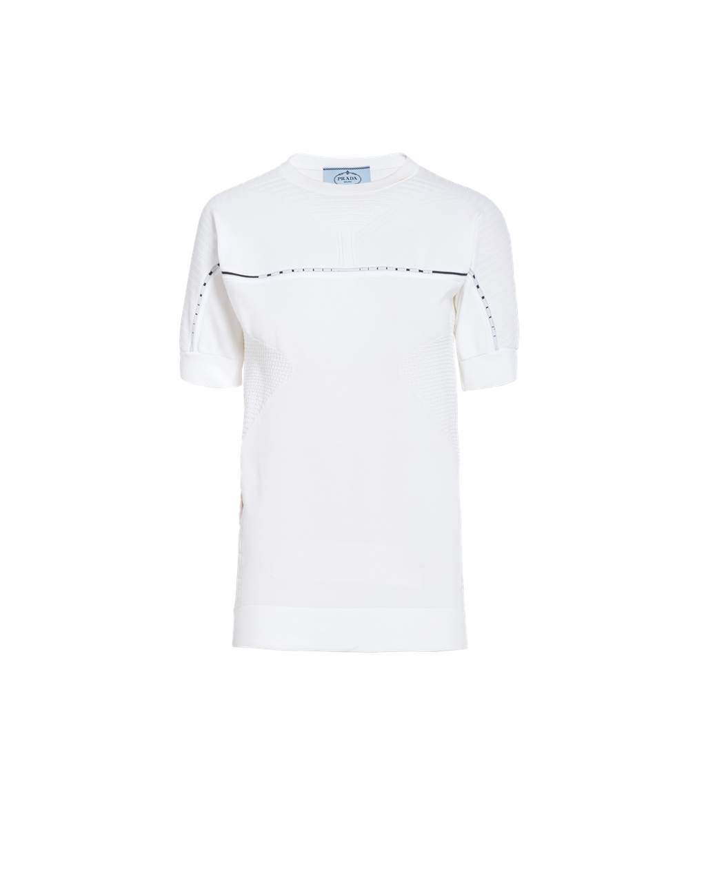 Prada Soft Rec Polyester Sweater White / Black | 9146KFQZL