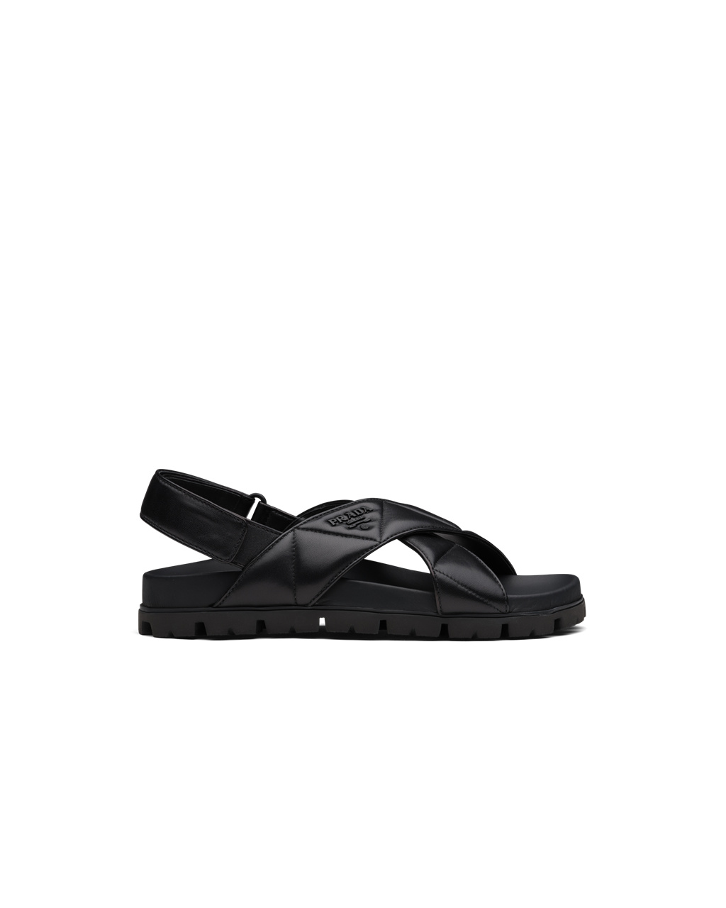 Prada Sporty Quilted Nappa Leather Sandals Black | 7980ZKQEV