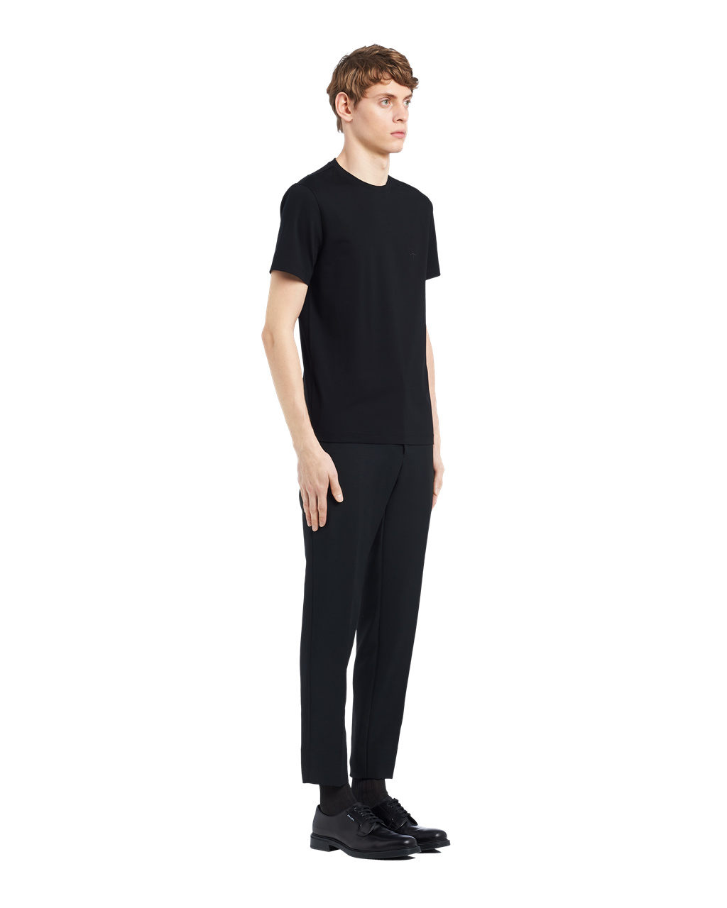 Prada Stretch Cotton T-shirt Black | 0392MFTHW