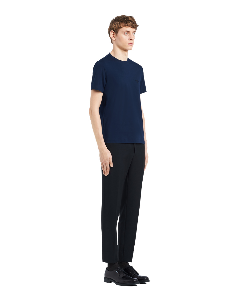 Prada Stretch Cotton T-shirt Navy | 2806CURQD