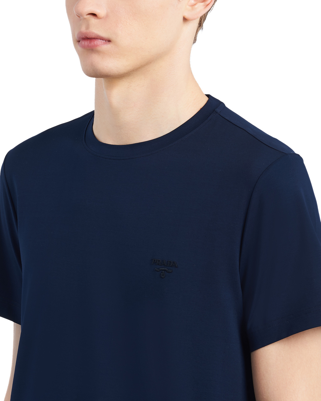 Prada Stretch Cotton T-shirt Navy | 2806CURQD