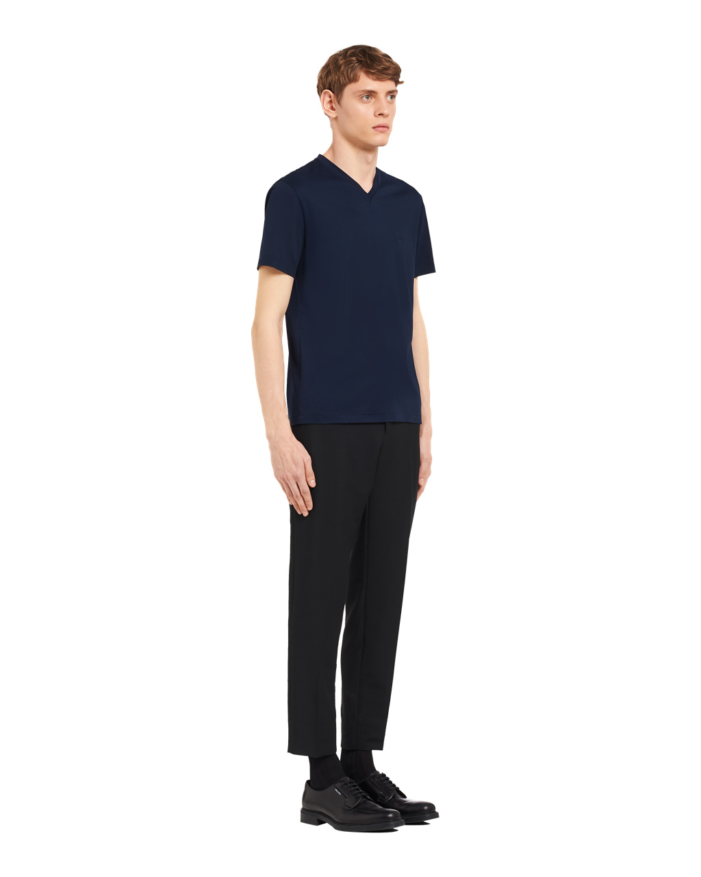 Prada Stretch Cotton T-shirt Navy | 9714YIHBN