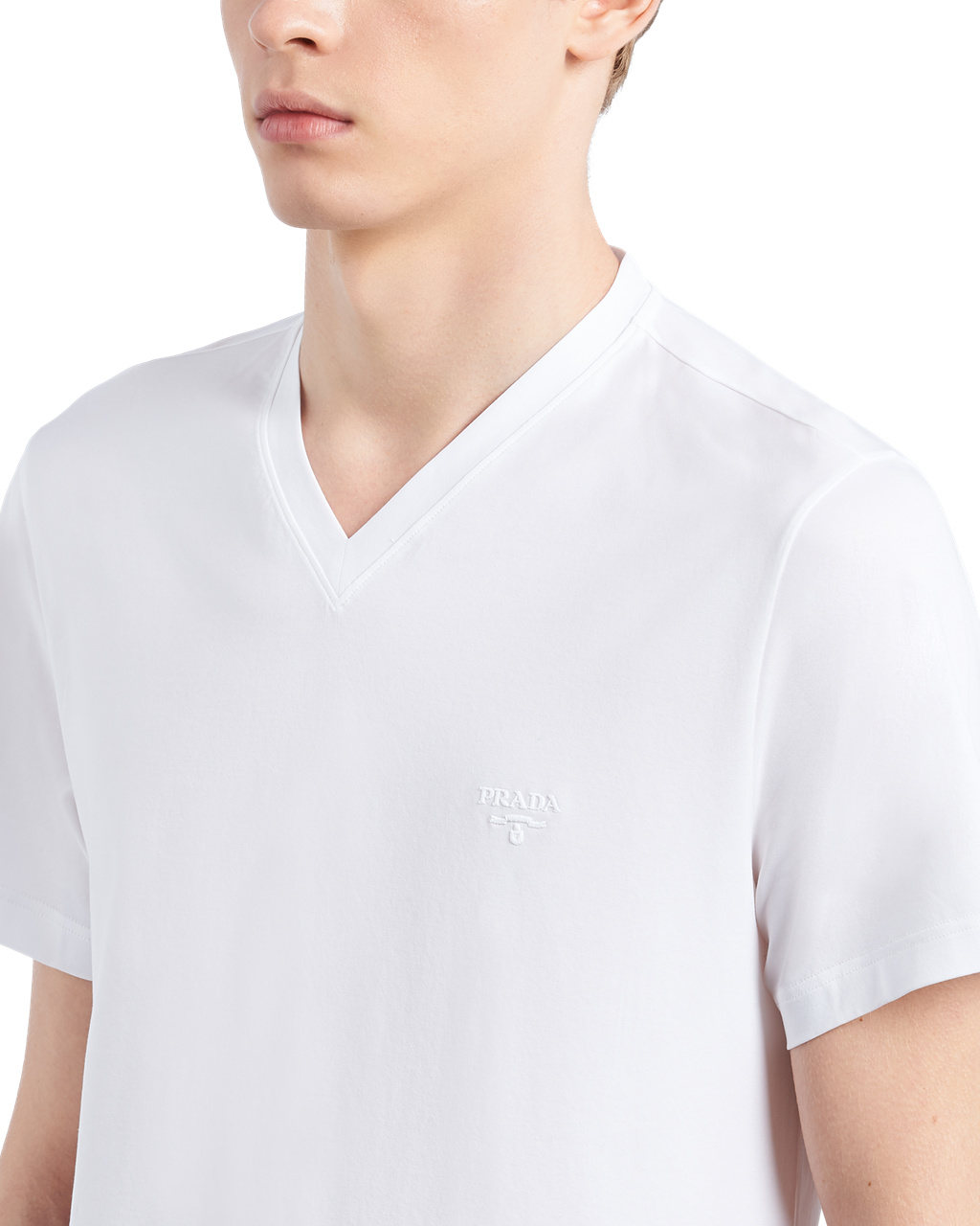 Prada Stretch Cotton T-shirt White | 1856YRWTK