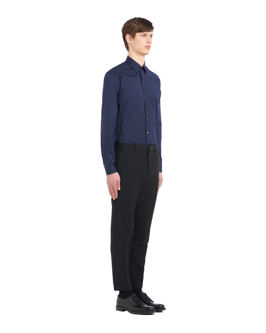 Prada Stretch Poplin Shirt Baltic Blue | 2846GCADN