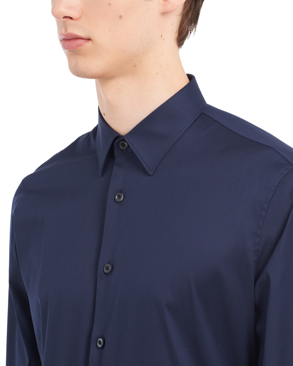 Prada Stretch Poplin Shirt Baltic Blue | 2846GCADN