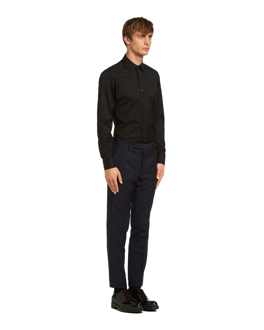 Prada Stretch Poplin Shirt Black | 3217PFVYA