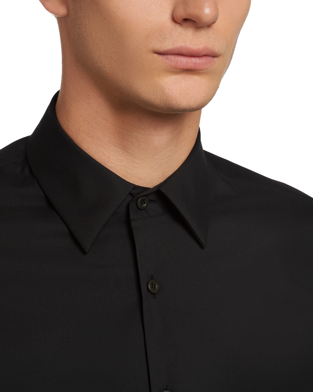 Prada Stretch Poplin Shirt Black | 3217PFVYA