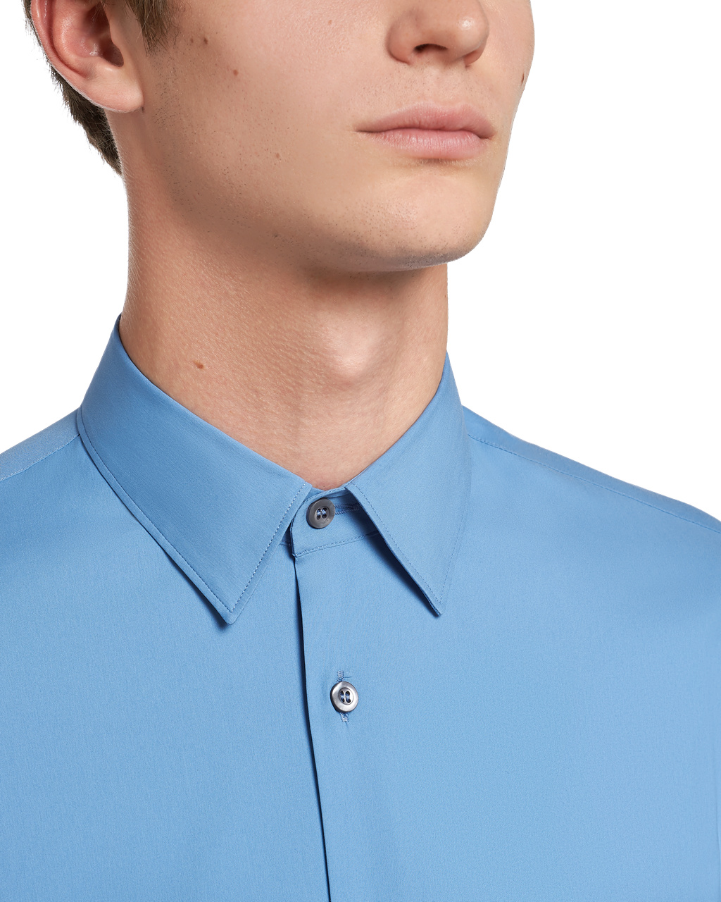 Prada Stretch Poplin Shirt Celeste | 2705AMYDZ