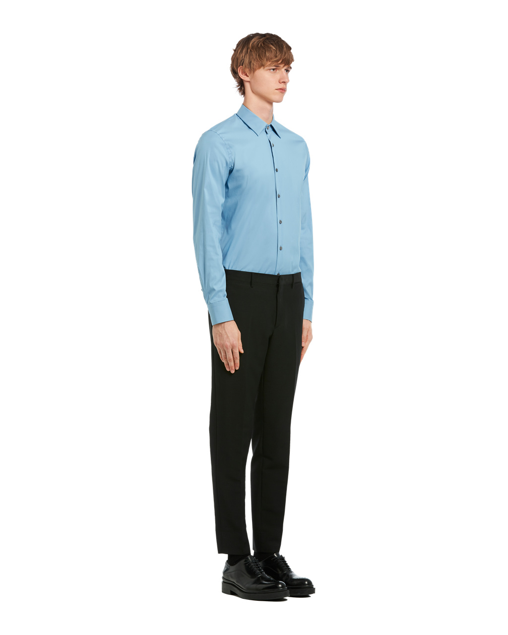 Prada Stretch Poplin Shirt Celeste | 8195PXEFQ