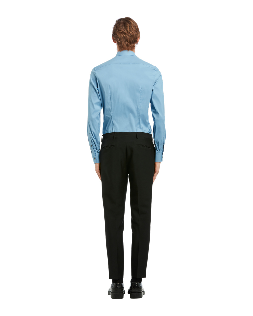 Prada Stretch Poplin Shirt Celeste | 8195PXEFQ