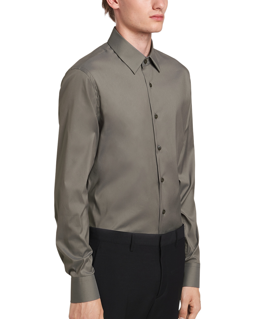 Prada Stretch Poplin Shirt Iron Gray | 7843YSEFA