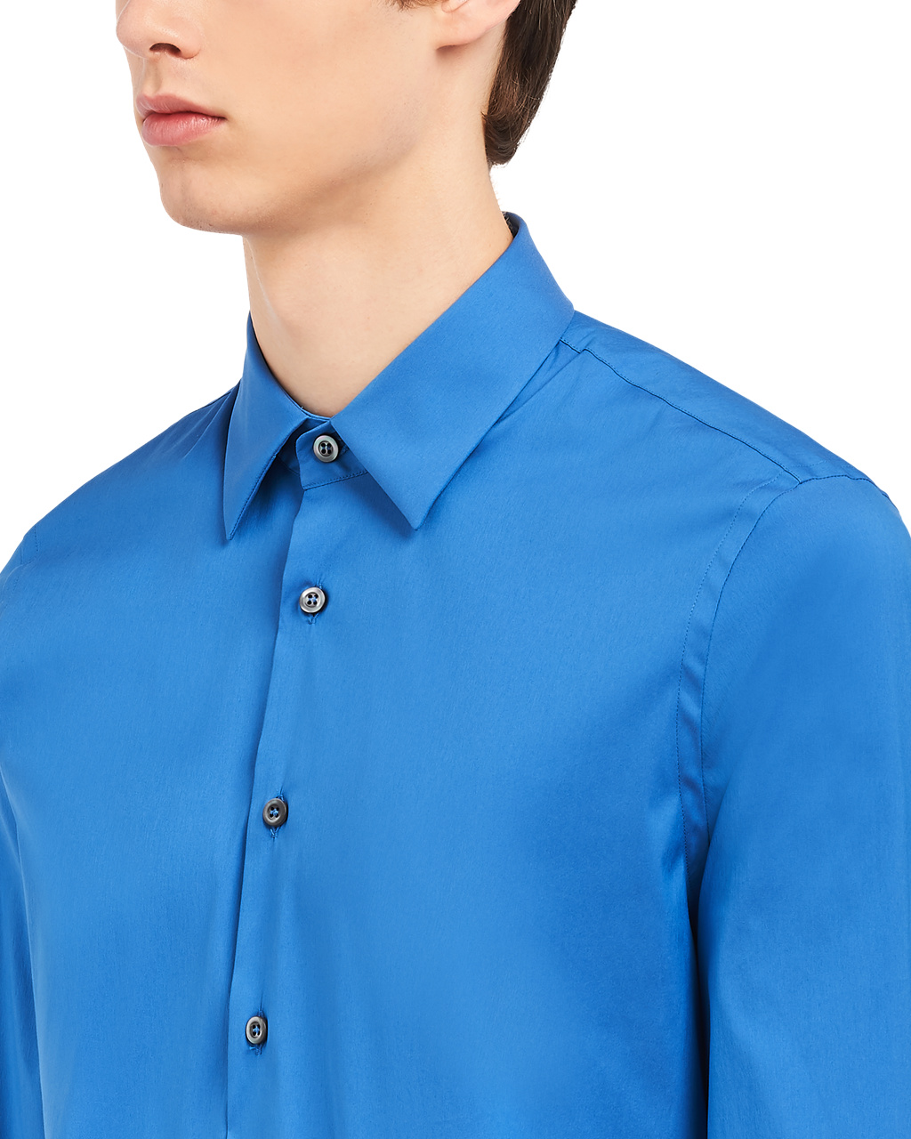 Prada Stretch Poplin Shirt Light Blue | 9306RNMKW