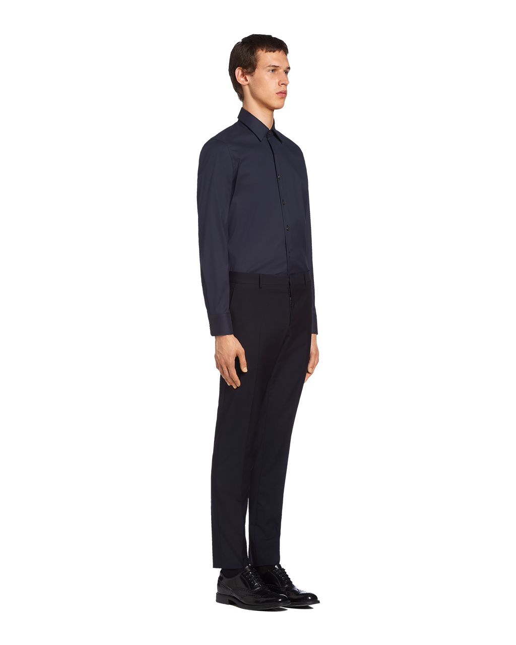 Prada Stretch Poplin Shirt Navy | 0357QHWAY