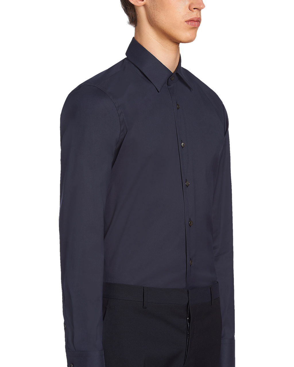 Prada Stretch Poplin Shirt Navy | 0357QHWAY