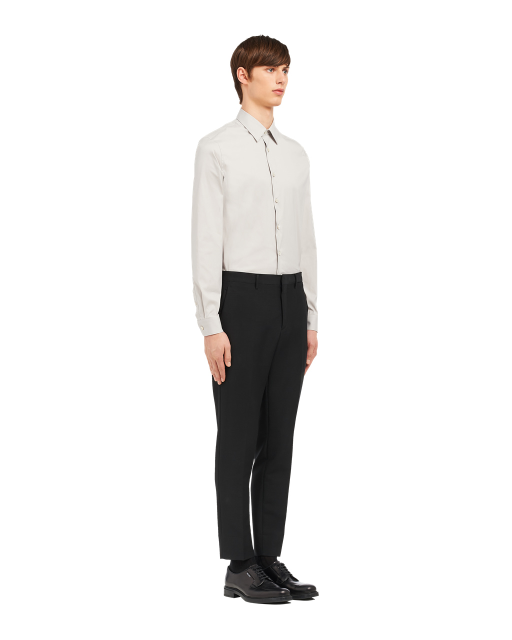 Prada Stretch Poplin Shirt Pearl Gray | 4168XEZAL