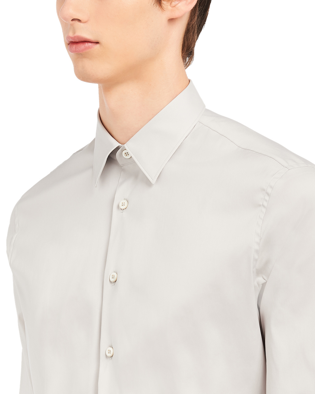 Prada Stretch Poplin Shirt Pearl Gray | 4168XEZAL