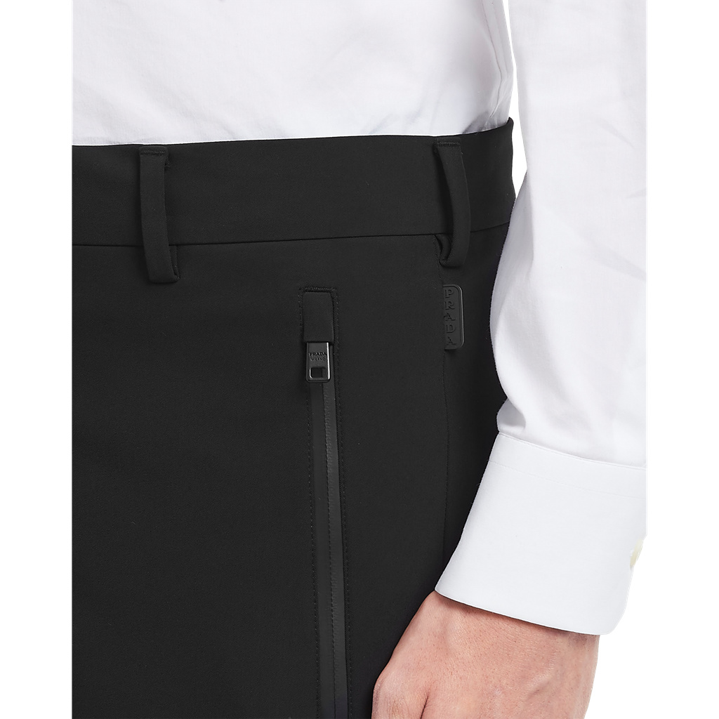 Prada Stretch Technical Fabric Trousers Black | 7165SUMLJ