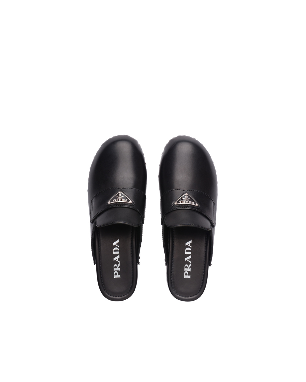 Prada Studded Leather Clogs Black | 8795GXFOJ