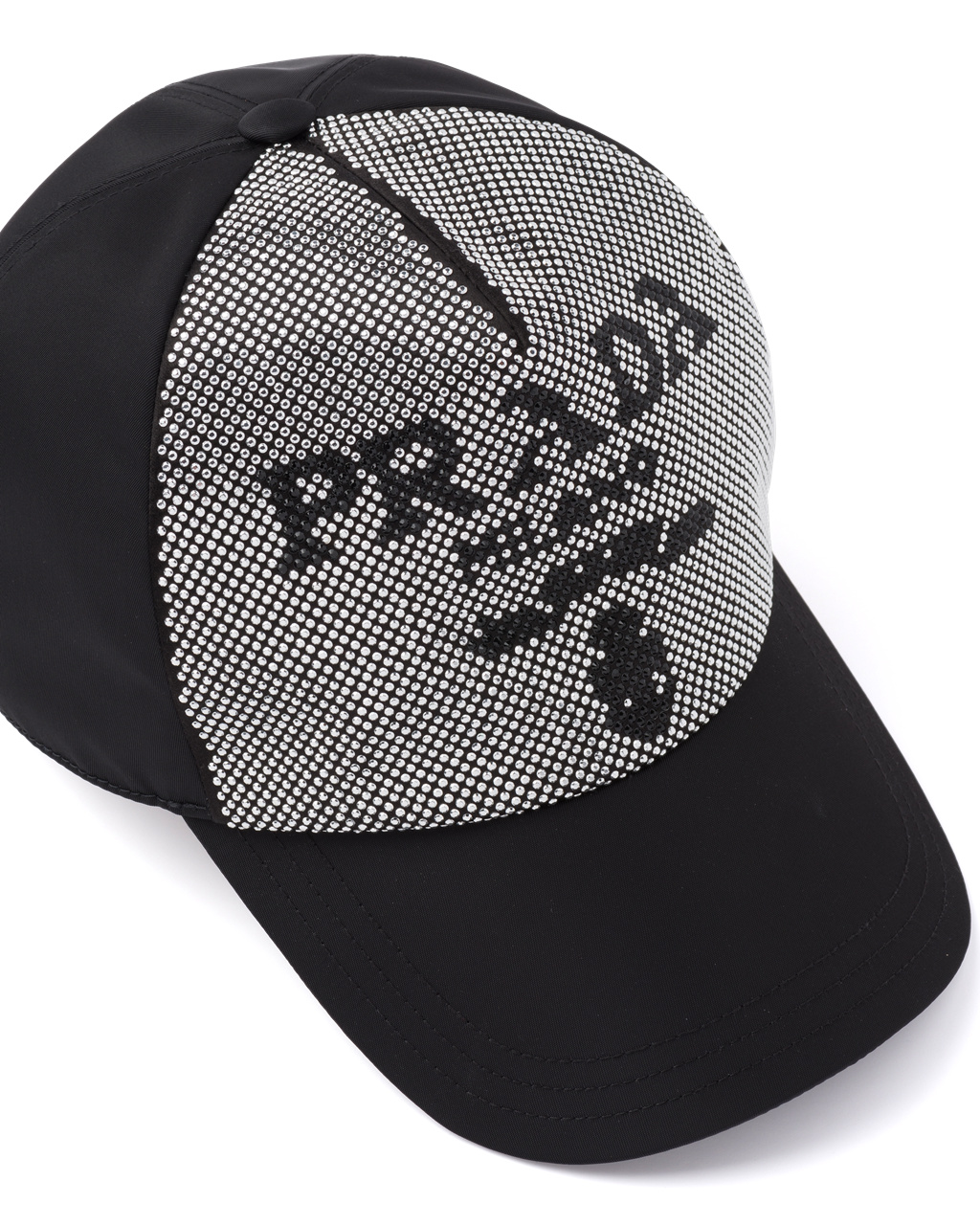 Prada Studded Re-nylon Baseball Cap Black / Steel | 0198JQDOC