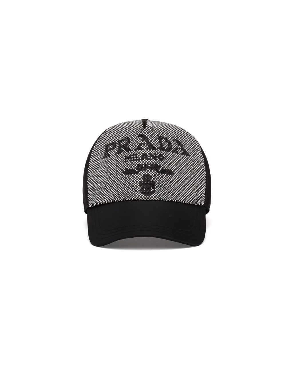 Prada Studded Re-nylon Baseball Cap Black / Steel | 0198JQDOC