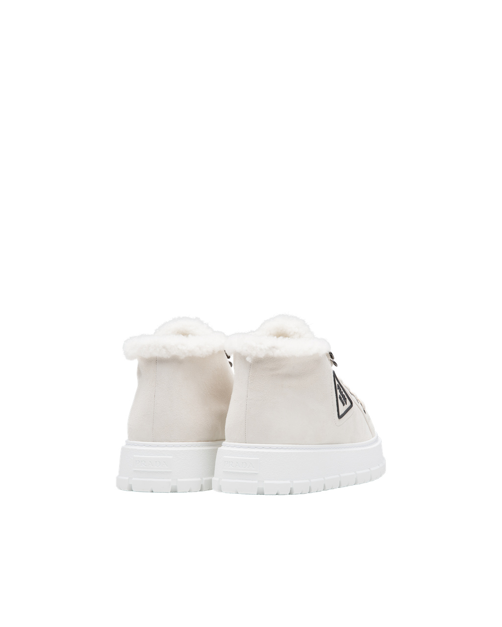 Prada Suede Lace-up Booties Chalk White | 0265YWXNS