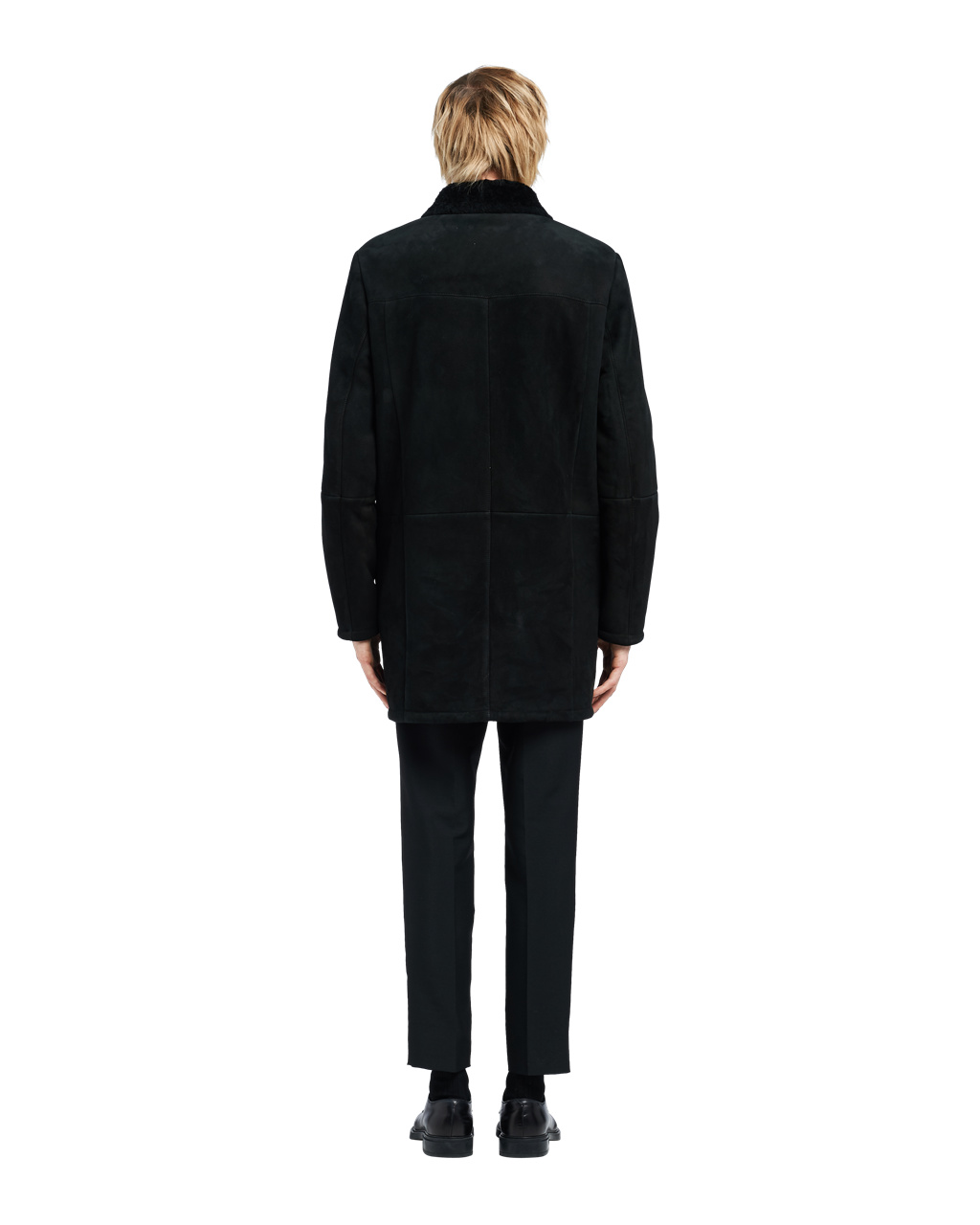 Prada Suede Sheepskin Coat Black | 0247NKGZU