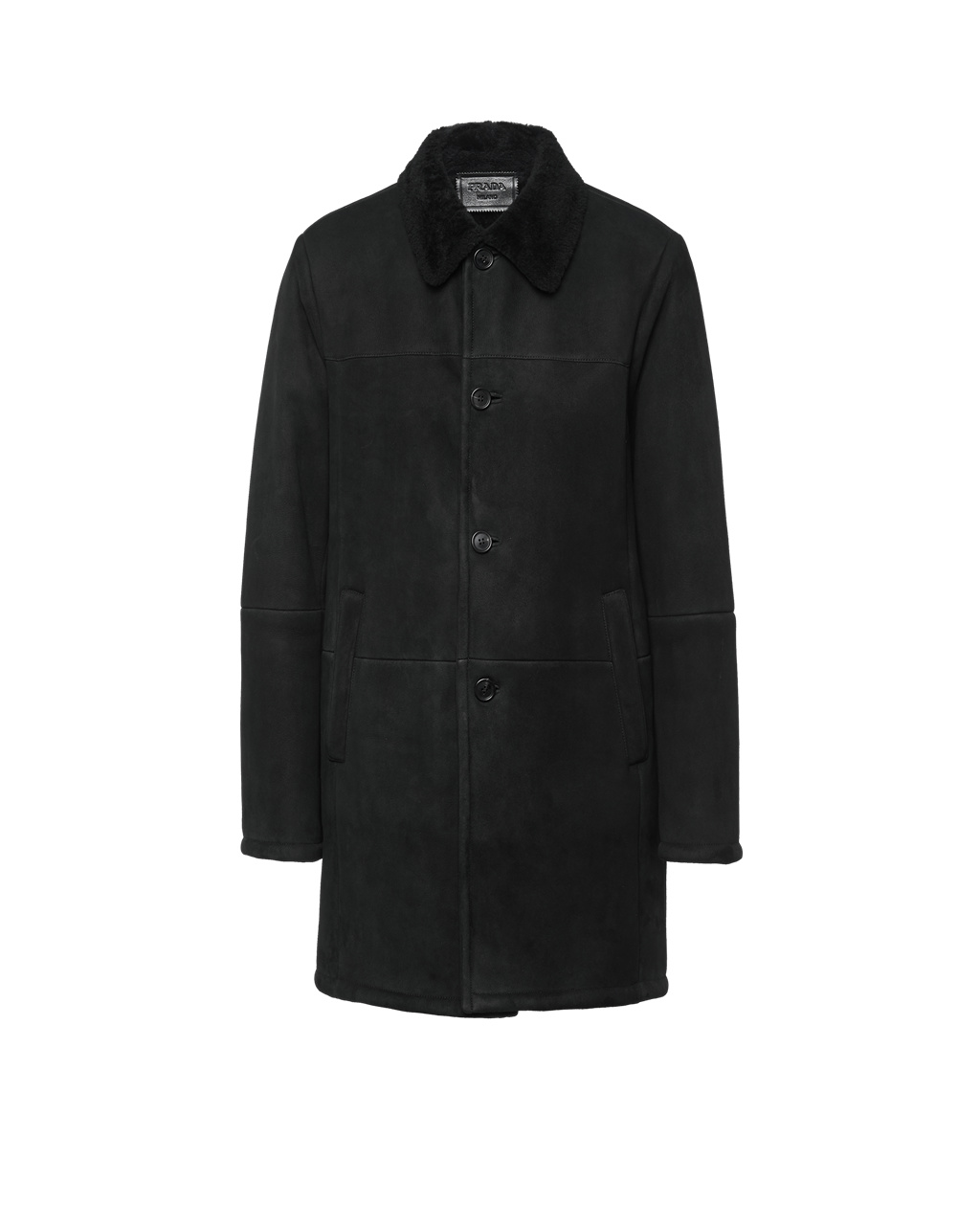 Prada Suede Sheepskin Coat Black | 0247NKGZU