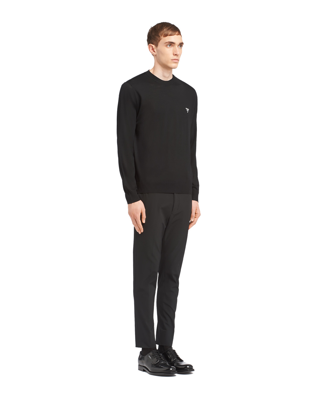 Prada Superfine Wool Crew-neck Sweater Black | 8452WIOAR