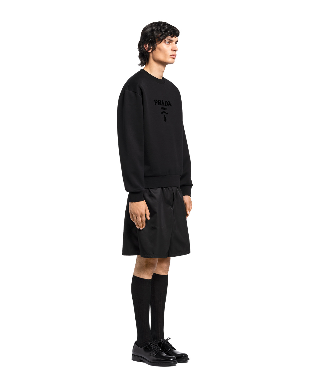 Prada Technical Cotton Sweatshirt Black | 7956TMXKS