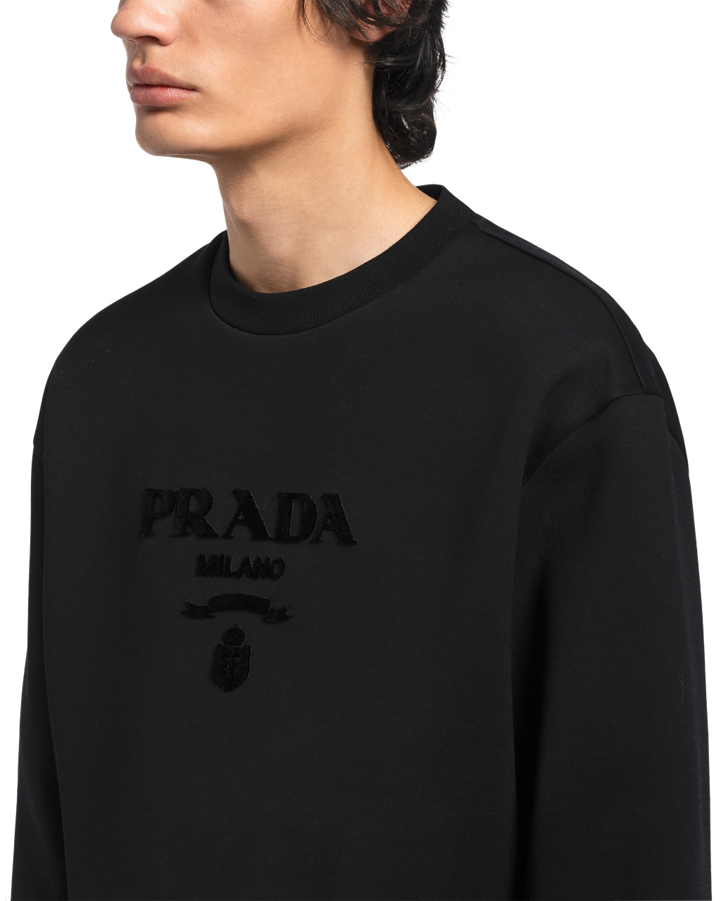 Prada Technical Cotton Sweatshirt Black | 7956TMXKS