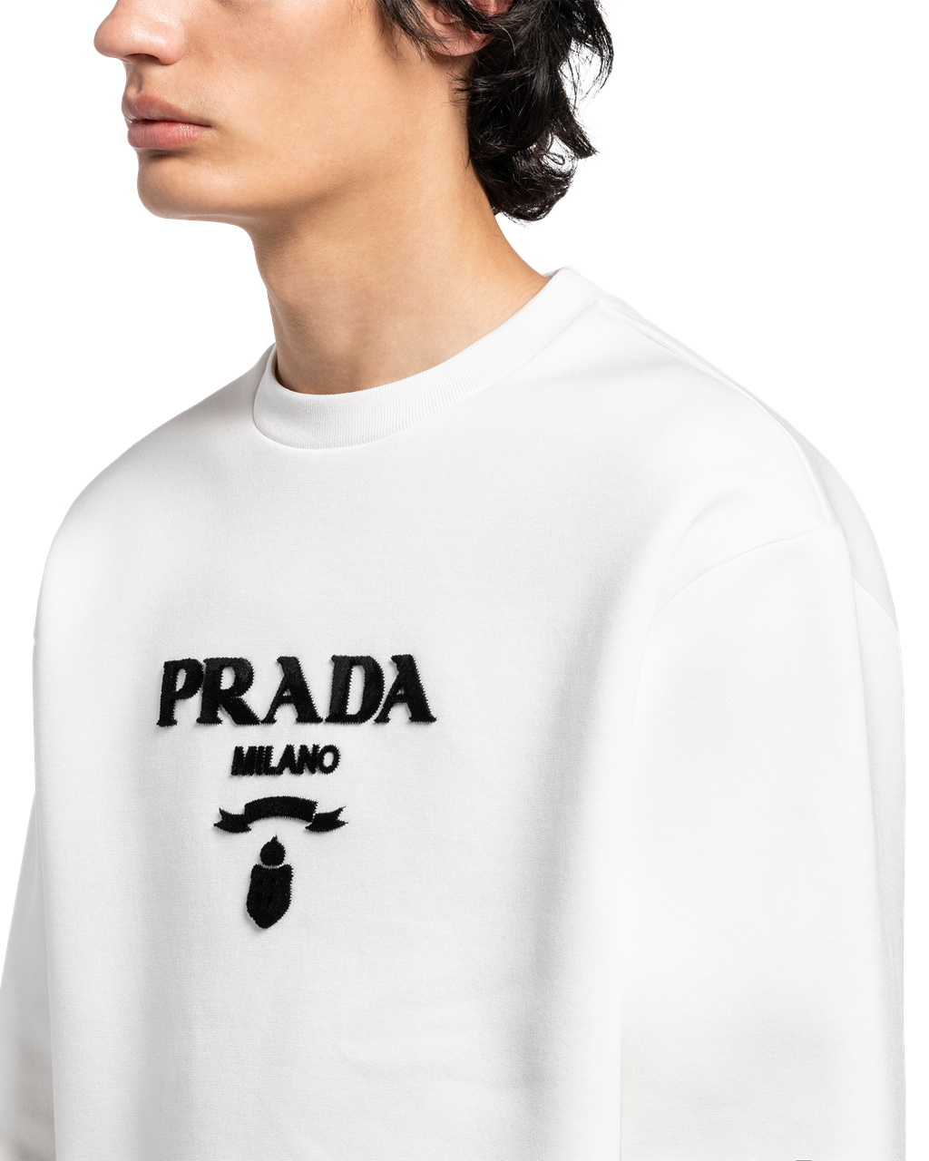 Prada Technical Cotton Sweatshirt White | 5619PAKUQ