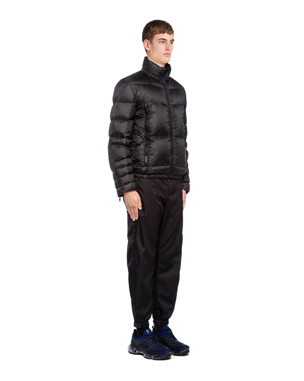 Prada Technical Eggshell Fabric Puffer Jacket Black | 0597LBSHO