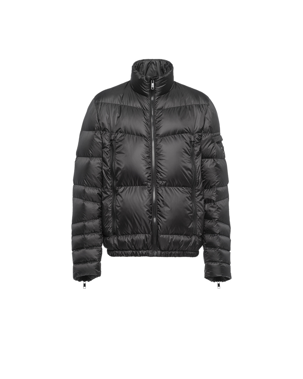 Prada Technical Eggshell Fabric Puffer Jacket Black | 0597LBSHO