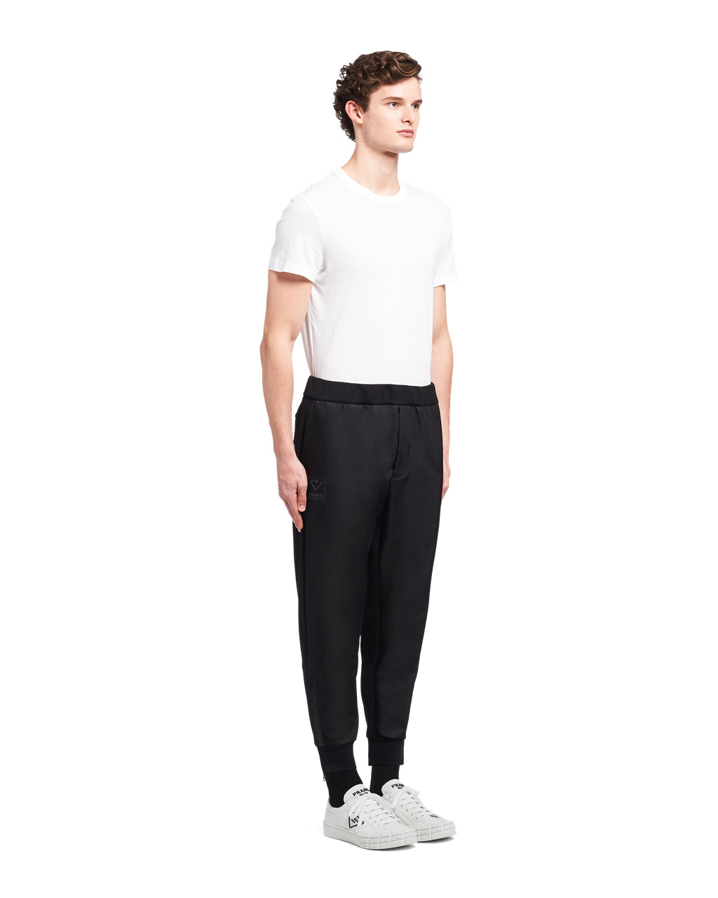 Prada Technical Fleece Trousers With Nylon Details Black / Black | 8609ZFLMU