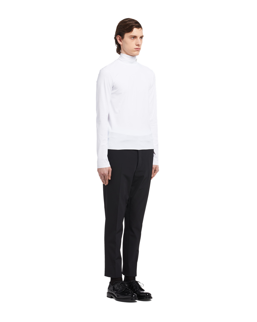 Prada Technical Jersey Mock Turtleneck White | 9832MSNKI