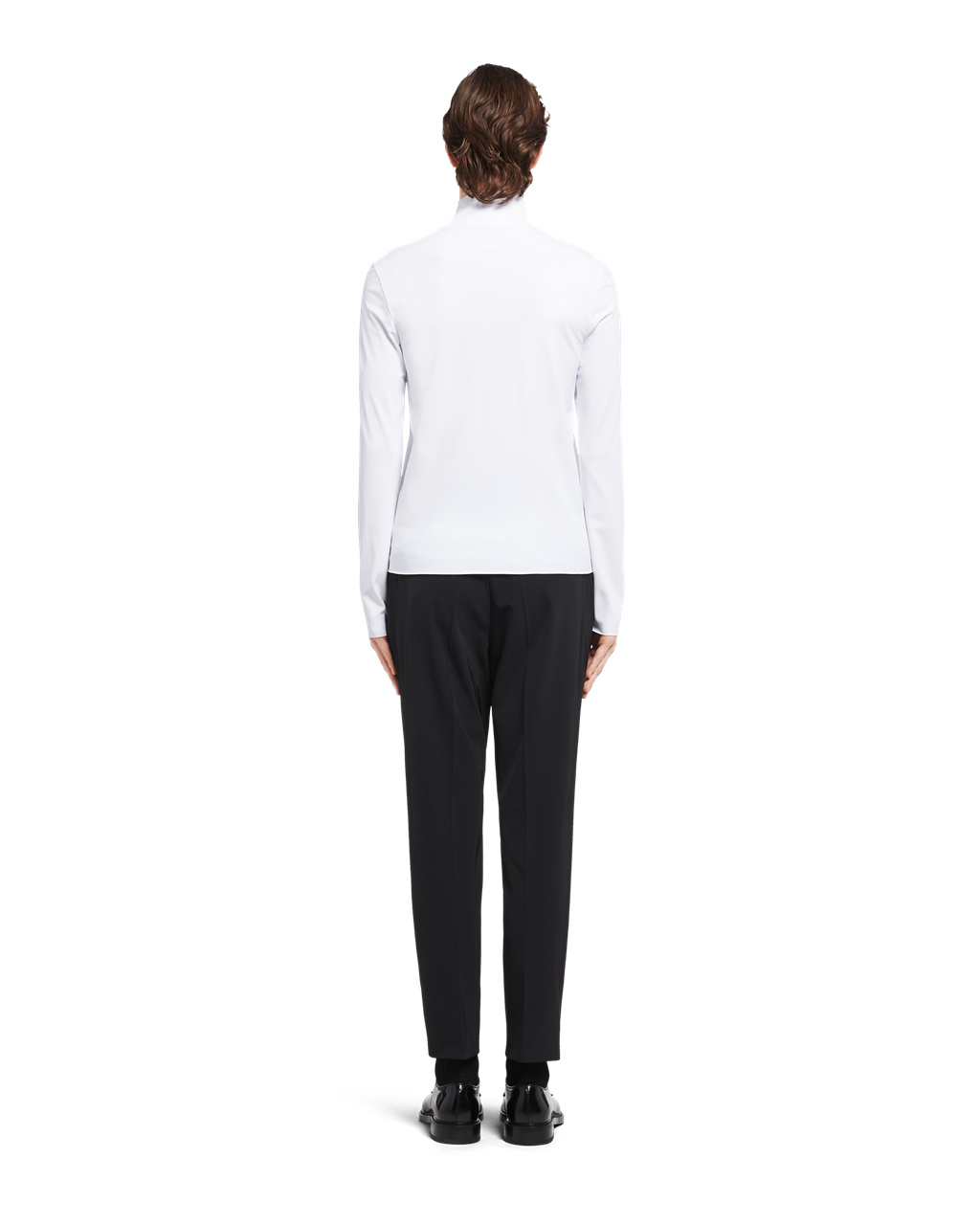 Prada Technical Jersey Mock Turtleneck White | 9832MSNKI