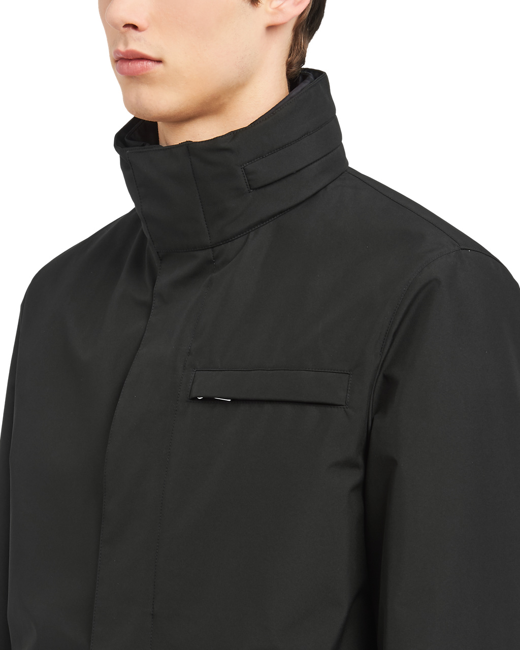 Prada Technical Poplin Raincoat Black | 7854JOPBI