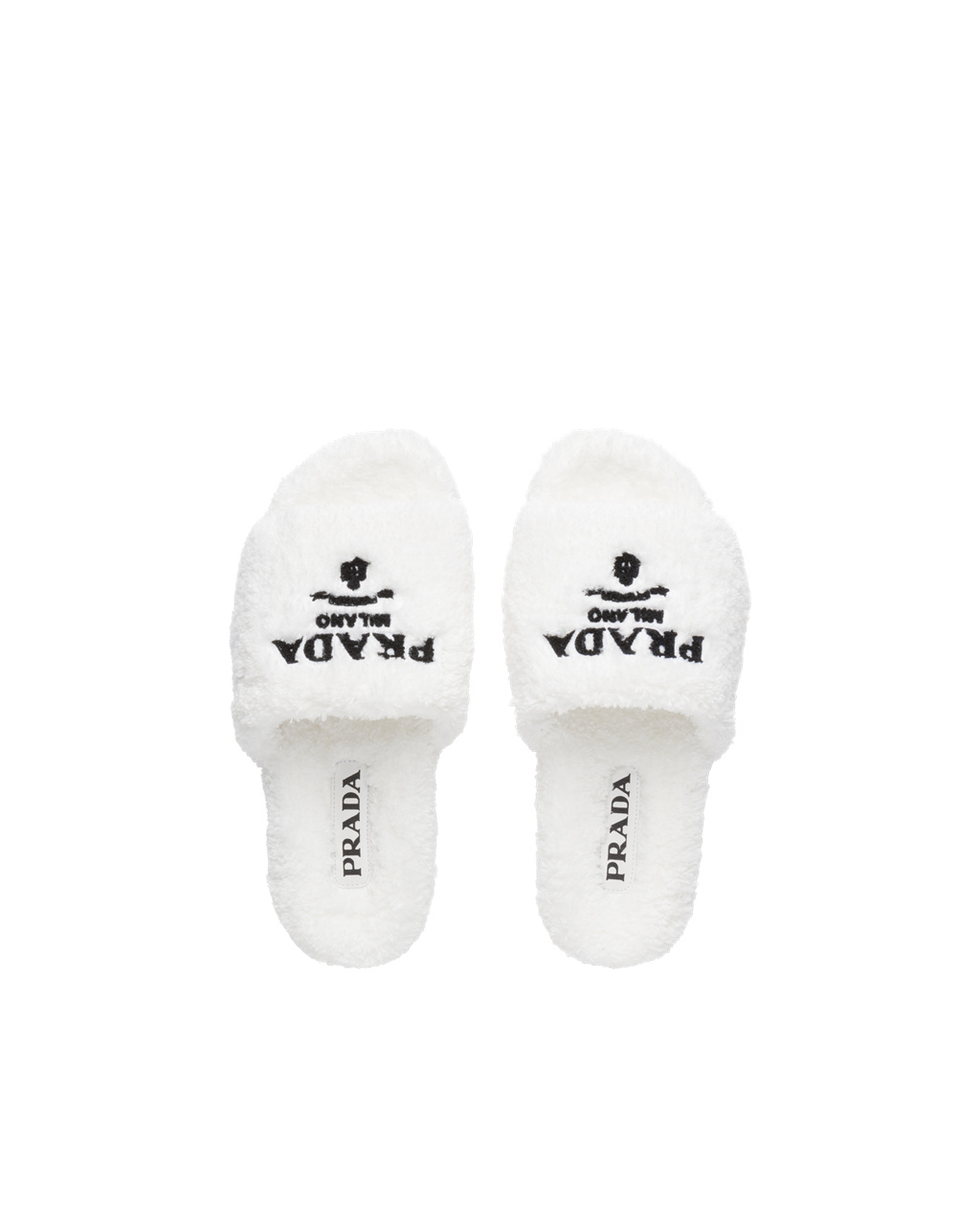 Prada Terry Cloth Slides White / Black | 5067JZDEK