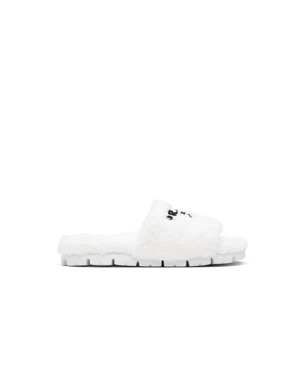 Prada Terry Cloth Slides White / Black | 5067JZDEK