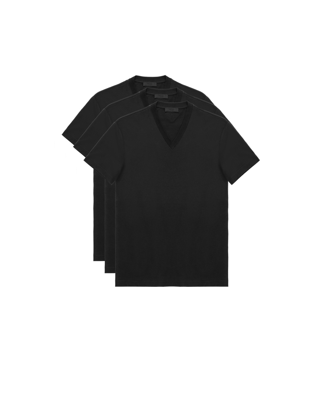 Prada Three Pack Cotton Jersey T-shirts Black | 0379LBUVM