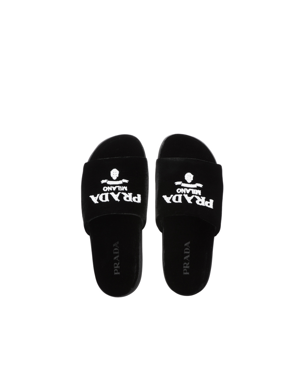 Prada Velvet Slides Black | 8419XZMGT