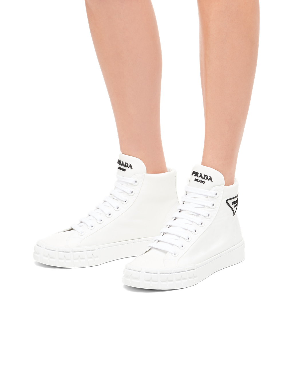 Prada Wheel Re-nylon Gabardine Sneakers White | 0731WVAJF