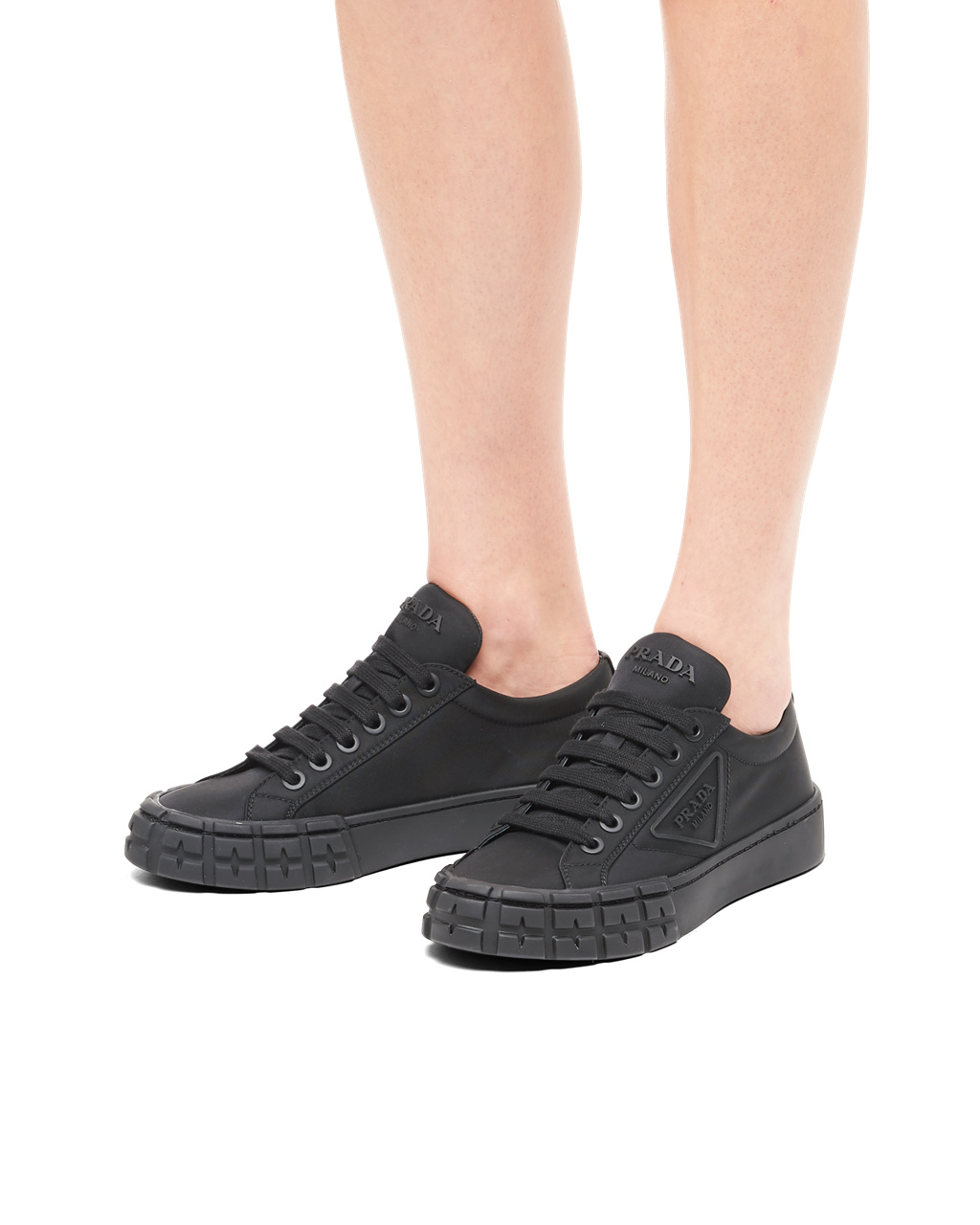 Prada Wheel Re-nylon Gabardine Sneakers Black | 6412HYQOC